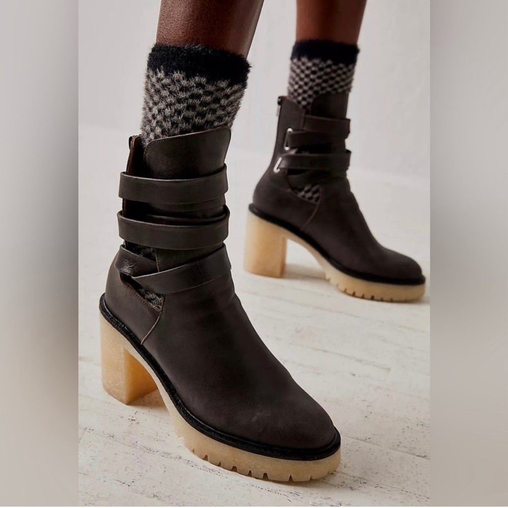 Free People Jesse Cutout Platform Boot in Bitter Brown